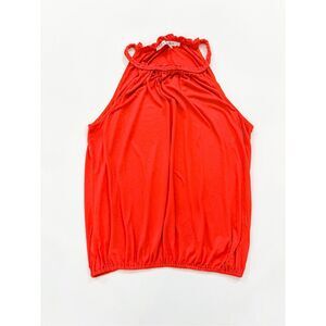 Max Studio Women's Sleeveless High Halter Braided Neck Tank Top Red Size Large
